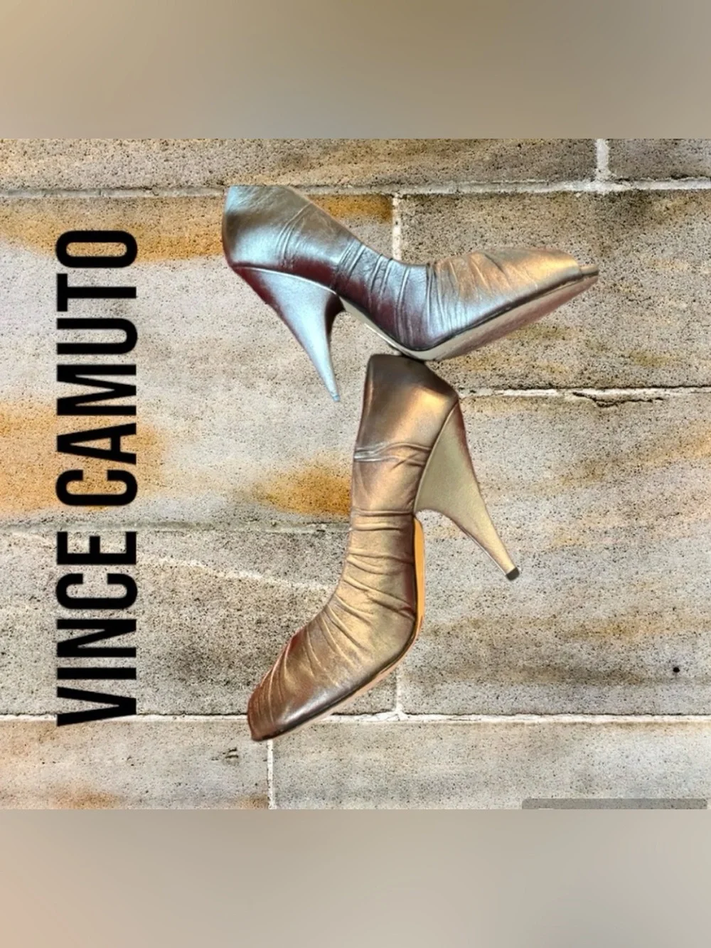 VINCE CAMUTO 👠SHE’S THE RIGHT SHOE FOR YOU Pewter Peep toe pump 6B Gently Worn